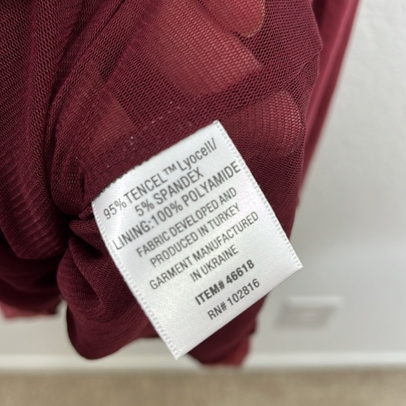 Garnet Hill Poet Pocket Dress‎ size XS Burgundy Wine color - Picture 7 of 11